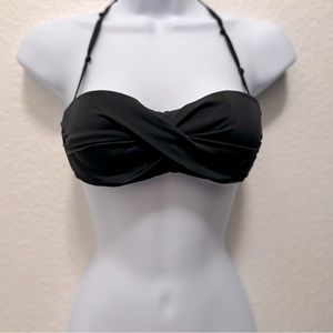 Bandeau black swim suit with removable strap